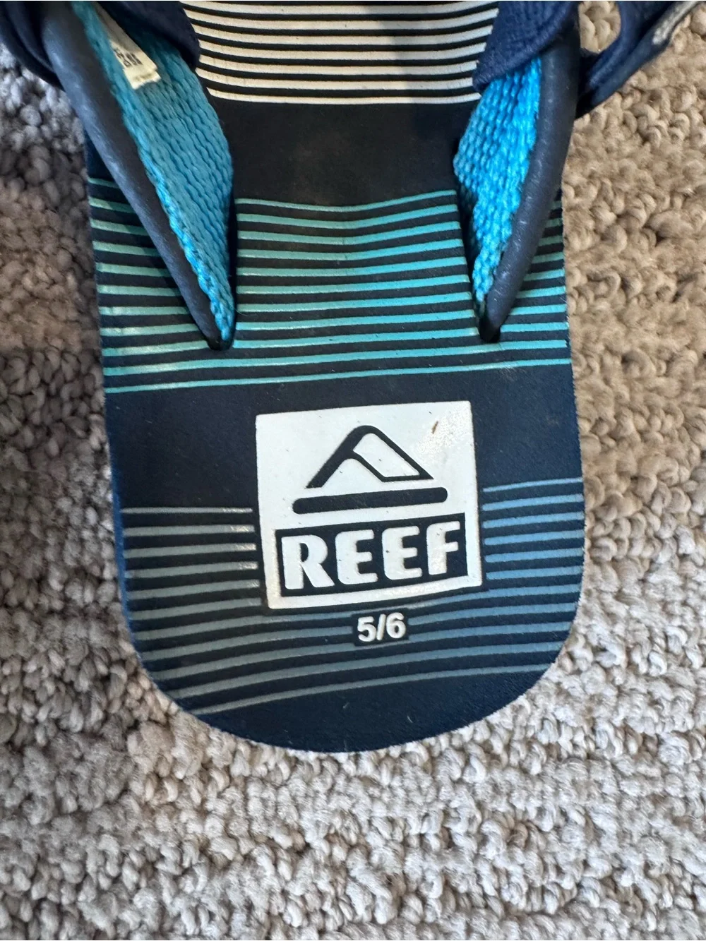 Reef Kids Navy and Light Blue Striped Flip Flops